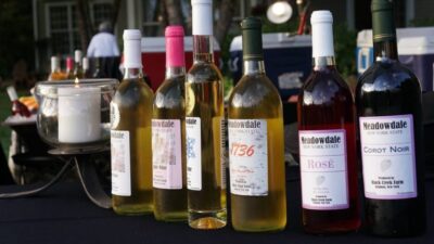 selection of wines from Meadowdale Farm Winery