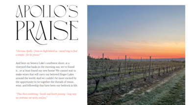 screenshot of the apollos praise homepage