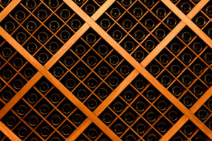 wines bottles in wine rack