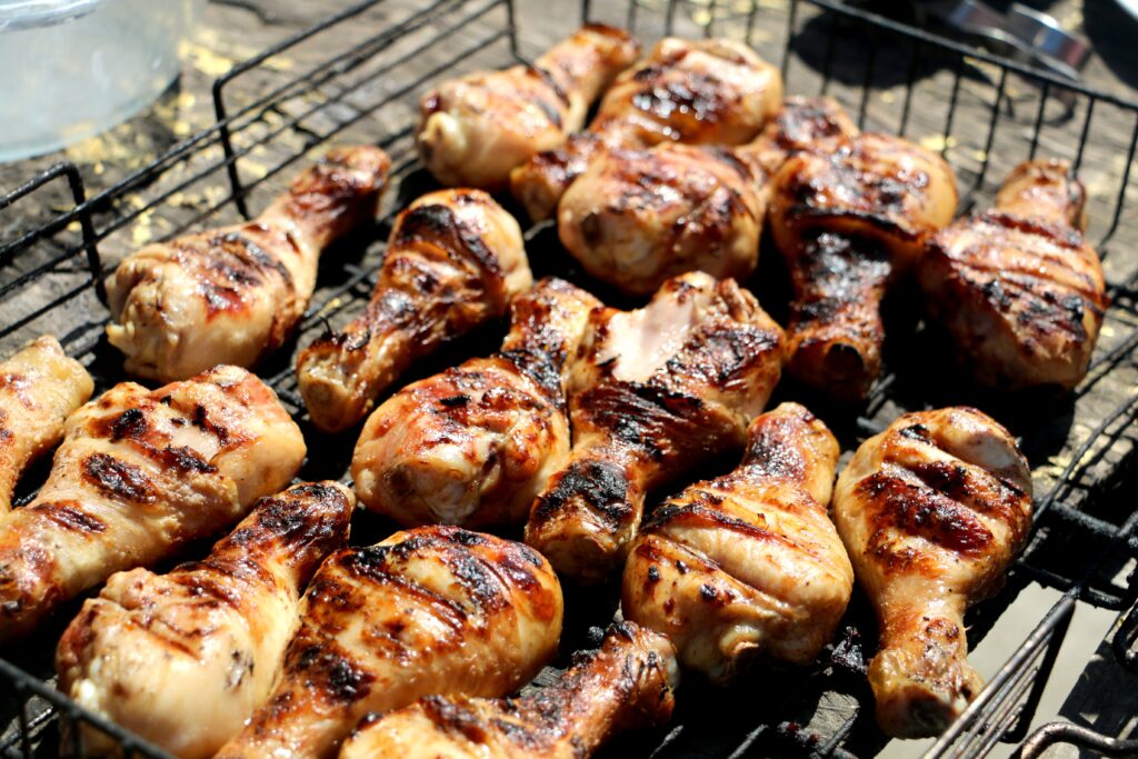 BBQ chicken on a grill