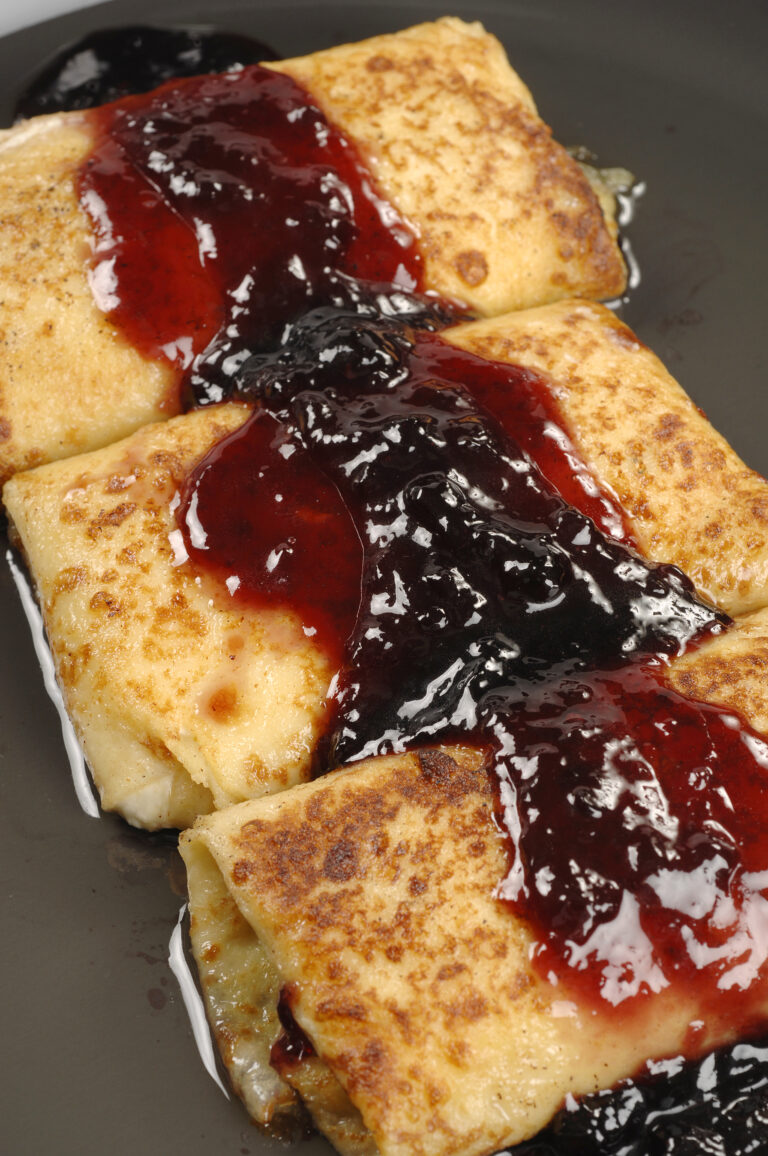 Cheesecake Blintz with Concord Grape Sauce